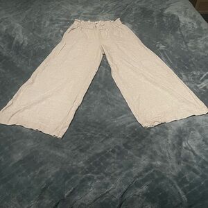 LOFT‎ Beige Elastic Waist Pants Linen S